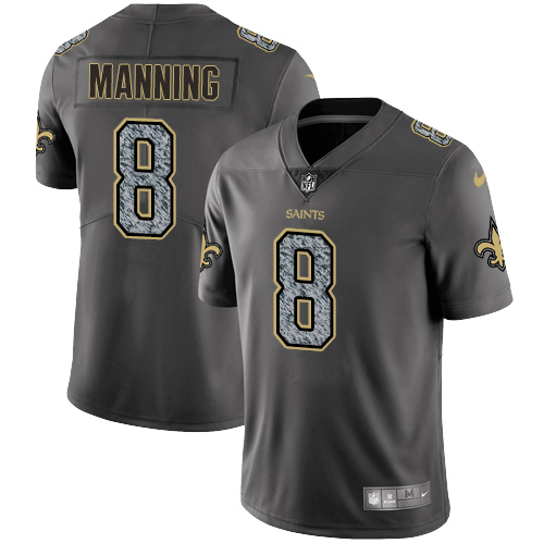 Nike Saints #8 Archie Manning Gray Static Men's Stitched NFL Vapor Untouchable Limited Jersey - Click Image to Close